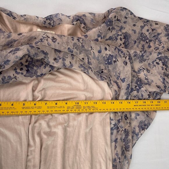 Sundance Silk Flowy Layered Hem Tunic Overlay Blouse Blue Floral Print Women S - Picture 8 of 11